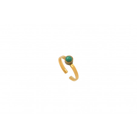 Glamorous fine ring with malachite and gold plating | green