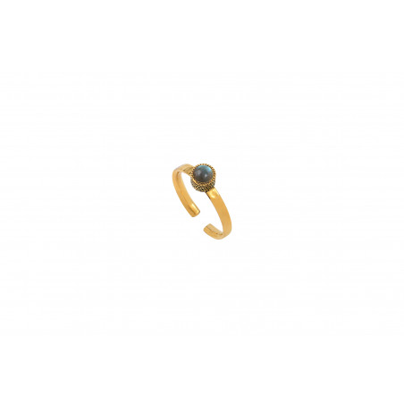 Poetic fine ring with labradorite and gold plating | grey