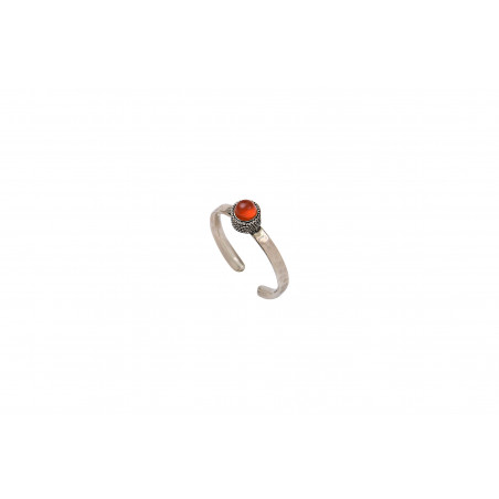 Trendy fine ring with carnelian and silver plating - red