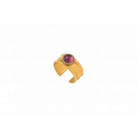 Modern ring with amethyst and gold plating | purple