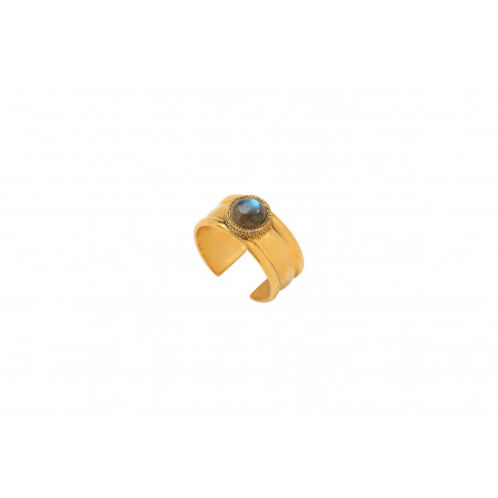 Feminine ring with labradorite and gold plating | grey