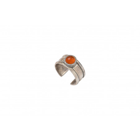 Ethnic ring with carnelian and silver plating - red