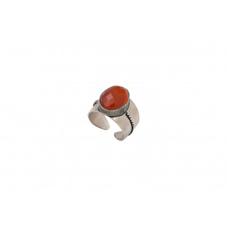 Audacious ring with carnelian and silver plating - red
