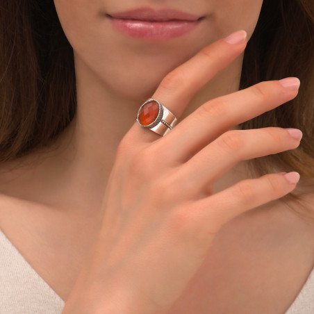 Audacious ring with carnelian and silver plating | red86493