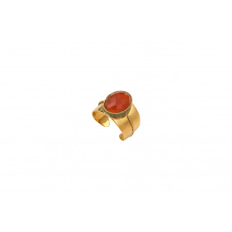Audacious ring with carnelian and gold plating - red
