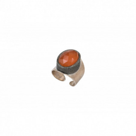 Wide festive ring with carnelian and silver plating | red