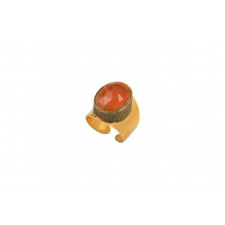Wide ring with carnelian and gold plating | red