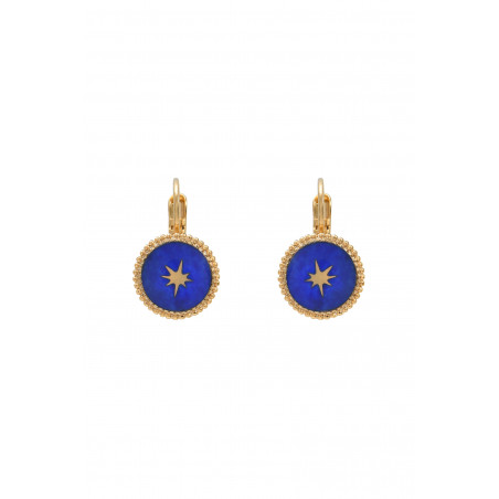 Poetic lever back star earrings in fine gilded metal | blue