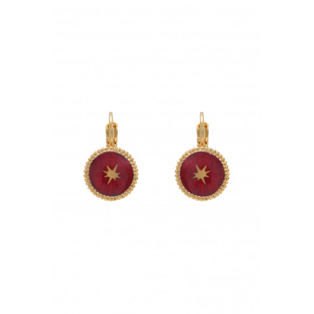 Glamour lever back star earrings in fine gilded metal | red