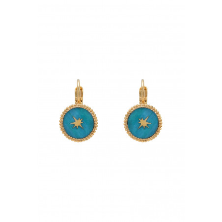 Feminine lever back star earrings in fine gilded metal | turquoise