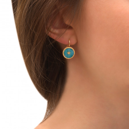 Feminine lever back star earrings in fine gilded metal | turquoise86535