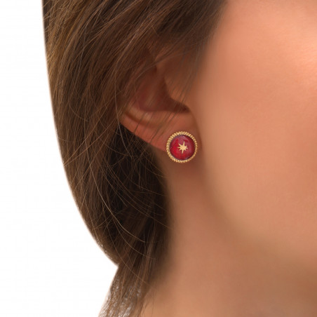 Glamour stud star earrings in fine gilded metal | red86543