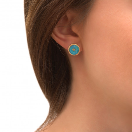 Feminine stud star earrings in fine gilded metal | turquoise86545