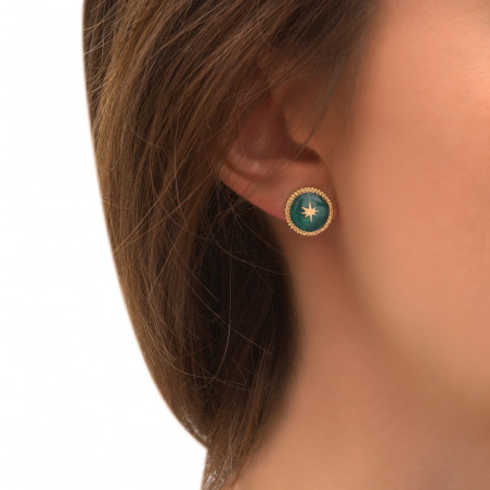 Modern stud star earrings in fine gilded metal | green86547