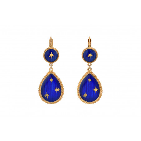 Refined lever back drop earrings with stars | blue