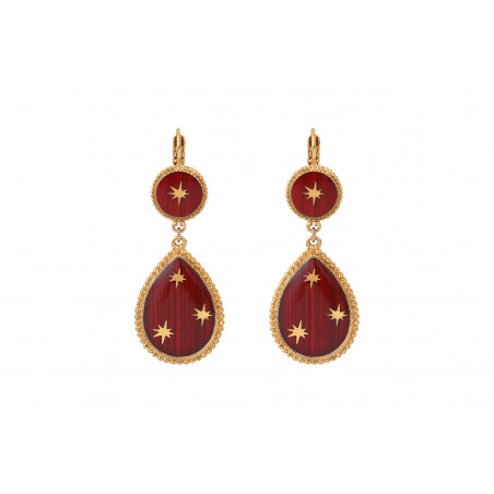 Audacious lever back drop earrings with stars | red