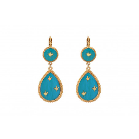 Poetic lever back drop earrings with stars | turquoise