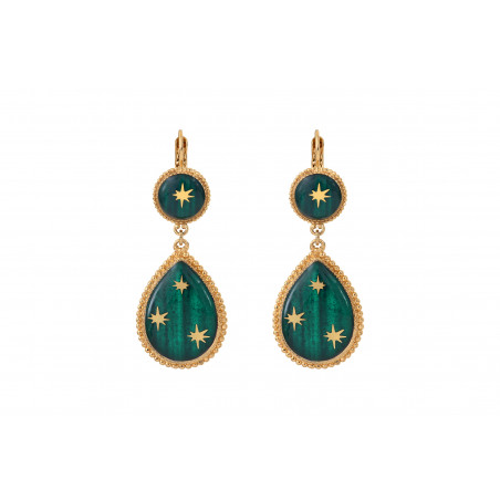 Sophisticated lever back drop earrings with stars | green