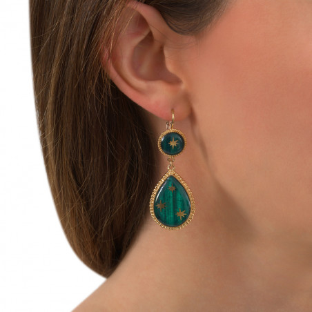Sophisticated lever back drop earrings with stars | green86557