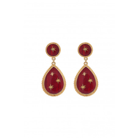 Audacious stud drop earrings with stars | red