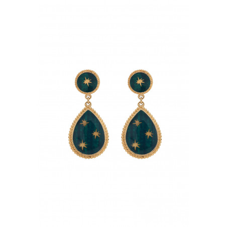 Sophisticated stud drop earrings with stars | green