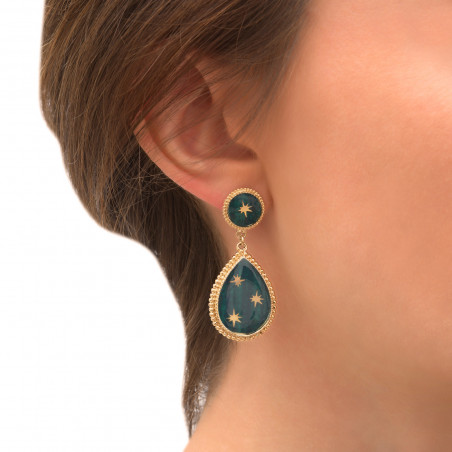 Sophisticated stud drop earrings with stars | green86567