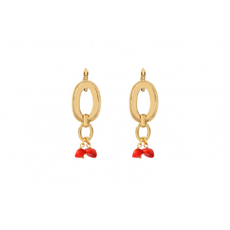 Feminine sea bamboo sleeper earrings l red