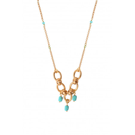 Feminine howlite gemstone chain pendant necklace | blue