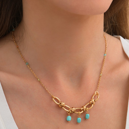 Feminine howlite gemstone chain pendant necklace | blue86647