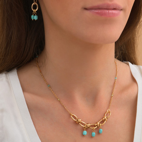 Feminine howlite gemstone chain pendant necklace | blue86649