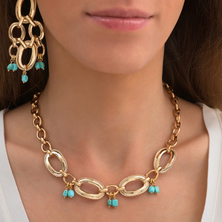 Bohemian chic howlite adjustable chain necklace | blue86654
