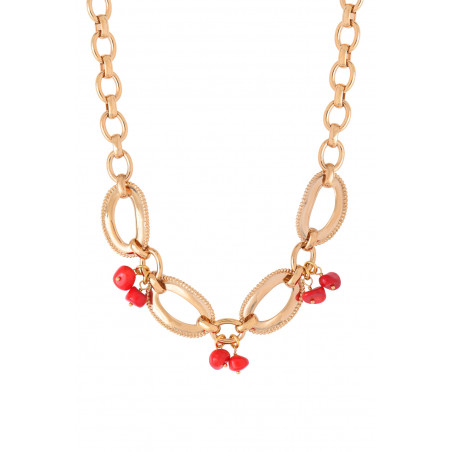 Feminine sea bamboo adjustable chain necklace| red