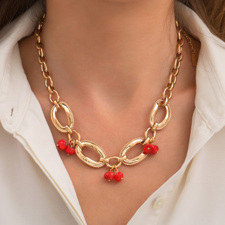 Feminine sea bamboo adjustable chain necklace| red86660