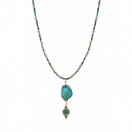 Collier gemmes perles de chrysocolle I turquoise86666