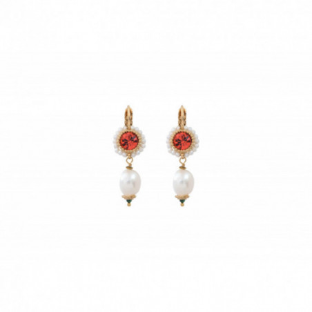 Baroque freshwater pearl and Prestige crystal sleeper earrings | pink