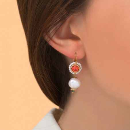 Baroque freshwater pearl and Prestige crystal sleeper earrings | pink86679