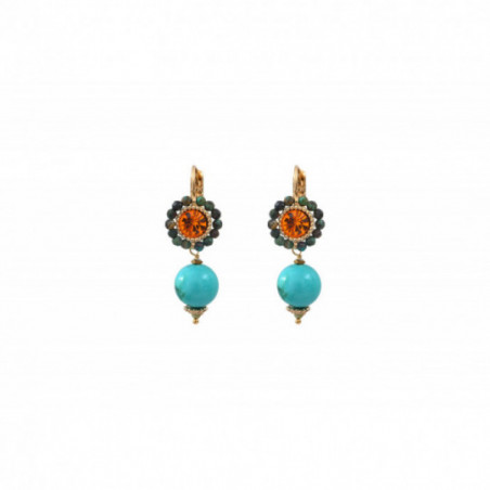 Bohemian howlite Prestige crystal sleeper earrings l turquoise