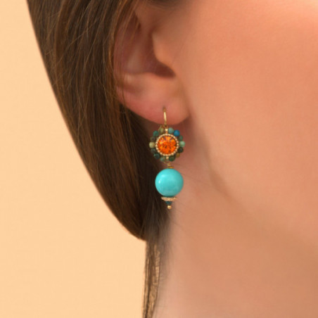 Bohemian howlite Prestige crystal sleeper earrings l turquoise86681
