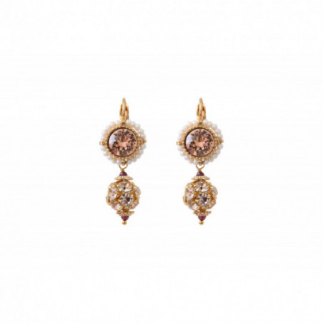 Royal freshwater pearls and Prestige crystal sleeper earrings | gold