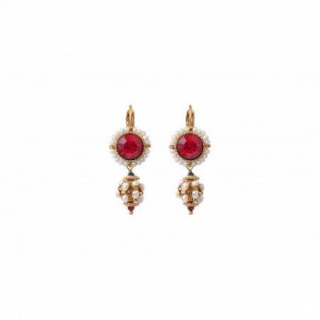 Sophisticated freshwater pearl and Prestige crystal sleeper earrings | red