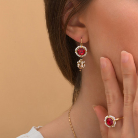 Boucles d'oreilles dormeuses sophistiquées perles de rivière cristal Prestige I rouge86689