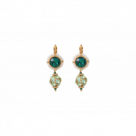 Refined freshwater pearls and Prestige crystal sleeper earrings | green