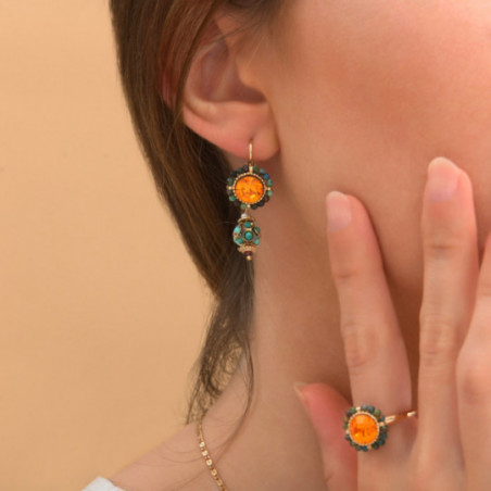 Boucles d'oreilles dormeuses colorées chrysocolle cristal Prestige I turquoise86693