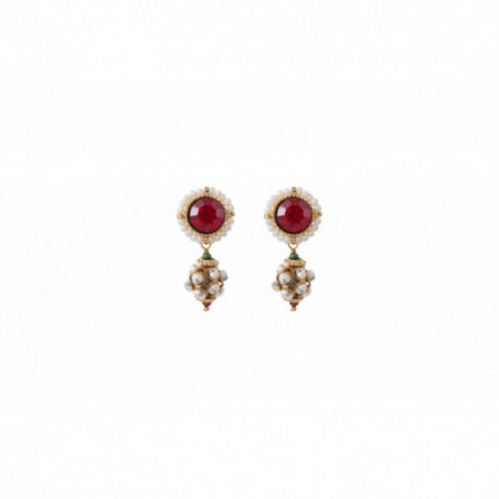 Sophisticated freshwater pearl and Prestige crystal butterfly fastening earrings | red