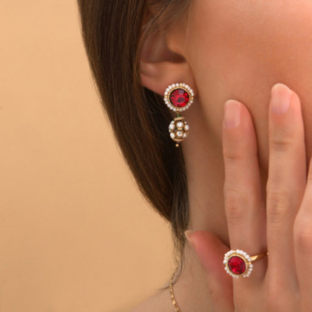 Boucles d'oreilles percées sophistiquées perles de rivière cristal Prestige I rouge86697
