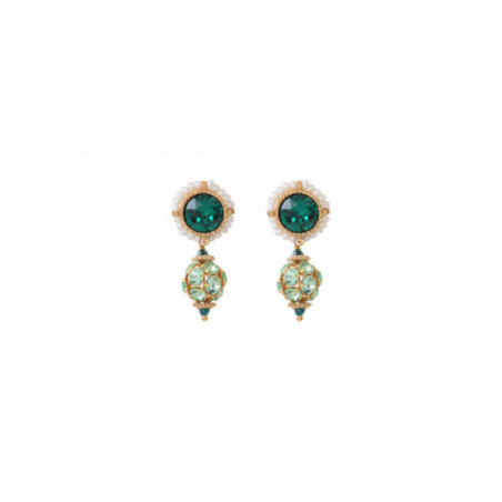 Refined freshwater pearls and Prestige crystal butterfly fastening earrings | green