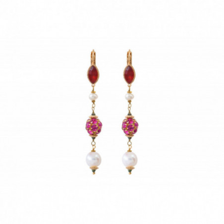 Glamorous freshwater pearl and Prestige crystal sleeper earrings l pink