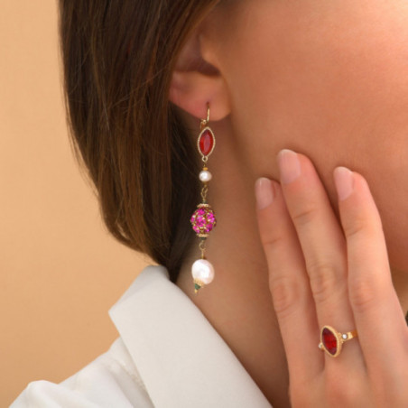 Glamorous freshwater pearl and Prestige crystal sleeper earrings l pink86705