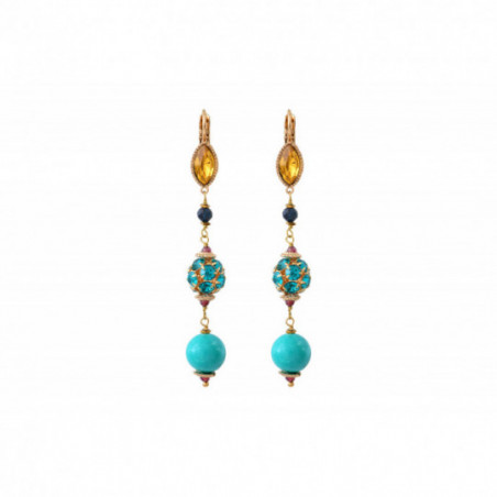 Long Prestige crystal howlite sleeper earrings | turquoise