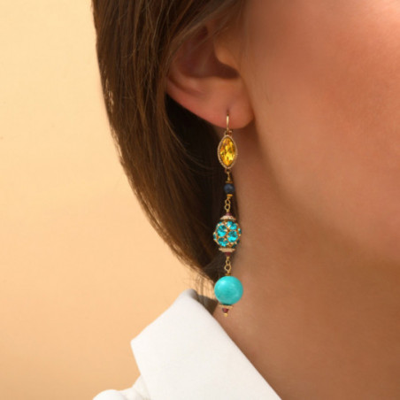Long Prestige crystal howlite sleeper earrings | turquoise86709
